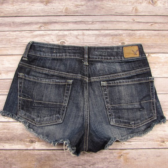 American Eagle AEO Raw Hem Booty Shorts Stretch 2 - Picture 6 of 7